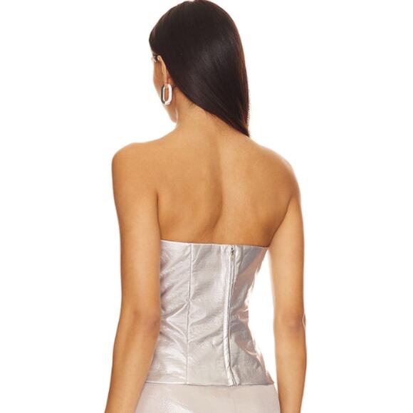 superdown Novi Faux Leather Corset in Silver Metallic – NWT Size XS - Picture 3 of 4